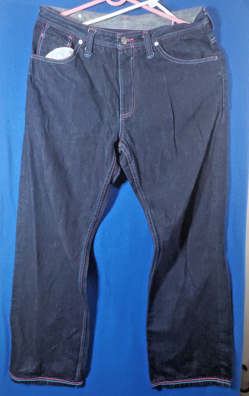 Vintage Artful Dodger Jeans Men Size 36 Embroidered Graphic Pockets Baggy Y2K